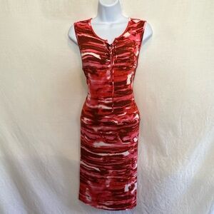E-9 New Directions Red & White Sleeveless Pullover Summer Dress‎ Size M